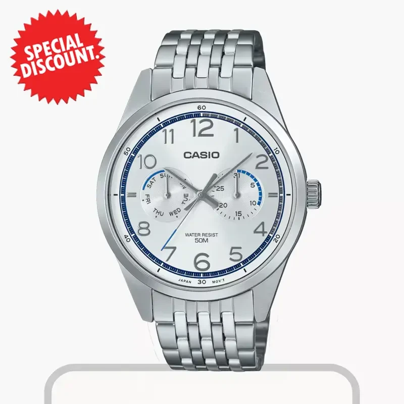 Casio Quartz Enticer Silver Dial Men's Watch- MTP-E340D-7AV